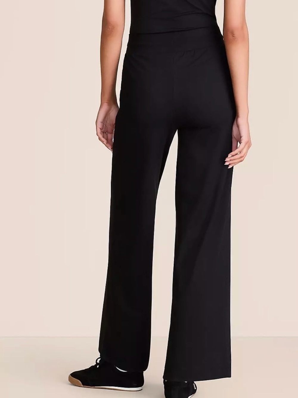 Lou & Grey Brushedsoft Slim Wide-Leg Drawstring Pants - Black - Picture 3 of 4